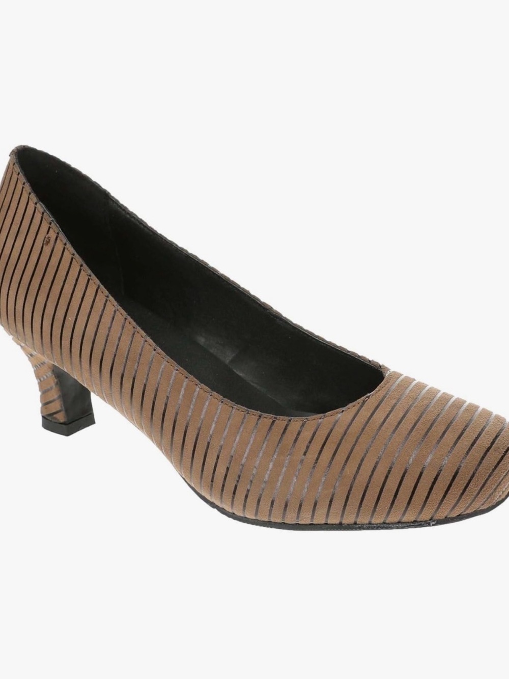 Array Flatter Low Heel Dress Pump in Tan/Black Stripes 7.5 WIDE NWOT